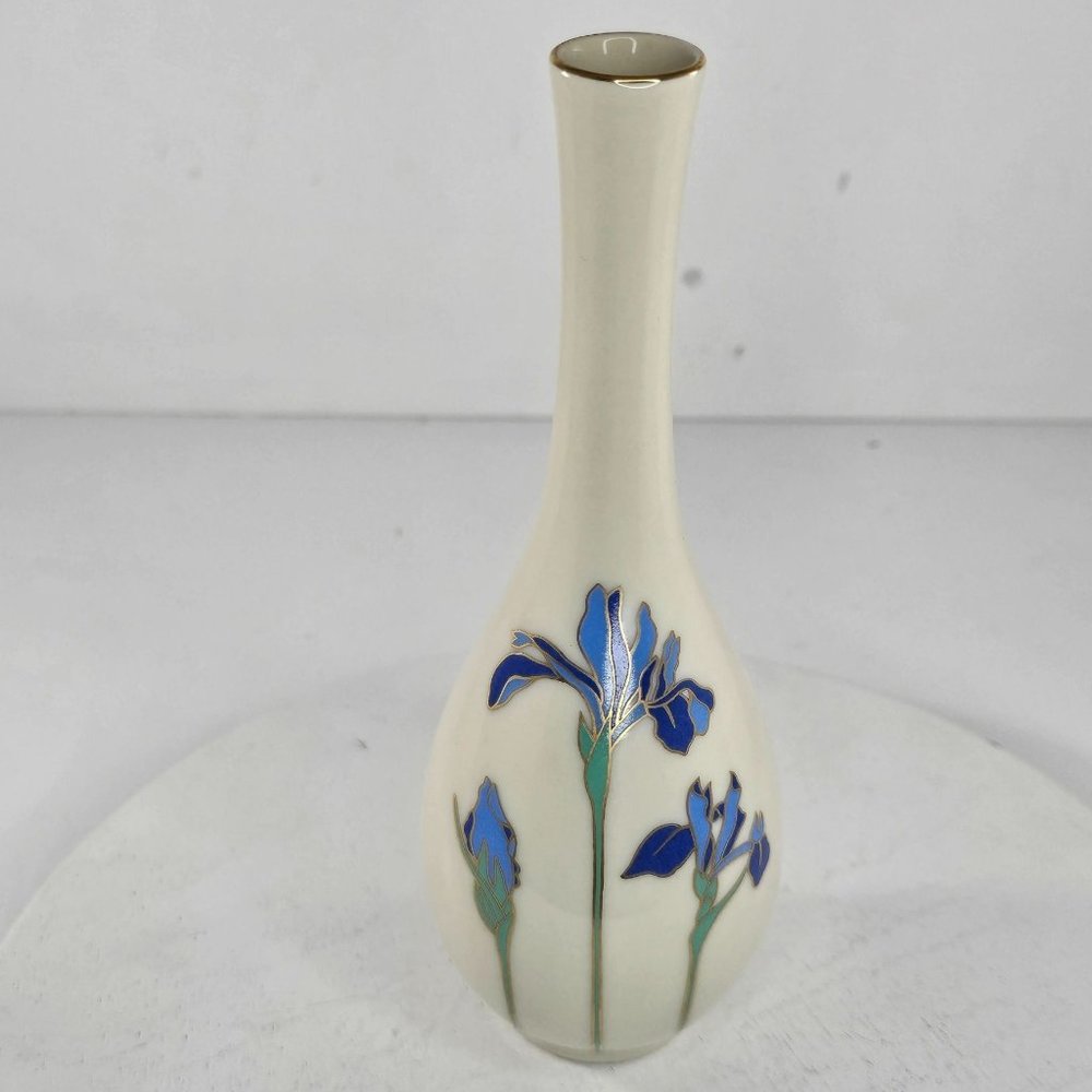 Vintage Otagiri Iris Rhapsody Bud Vase Blue Flower